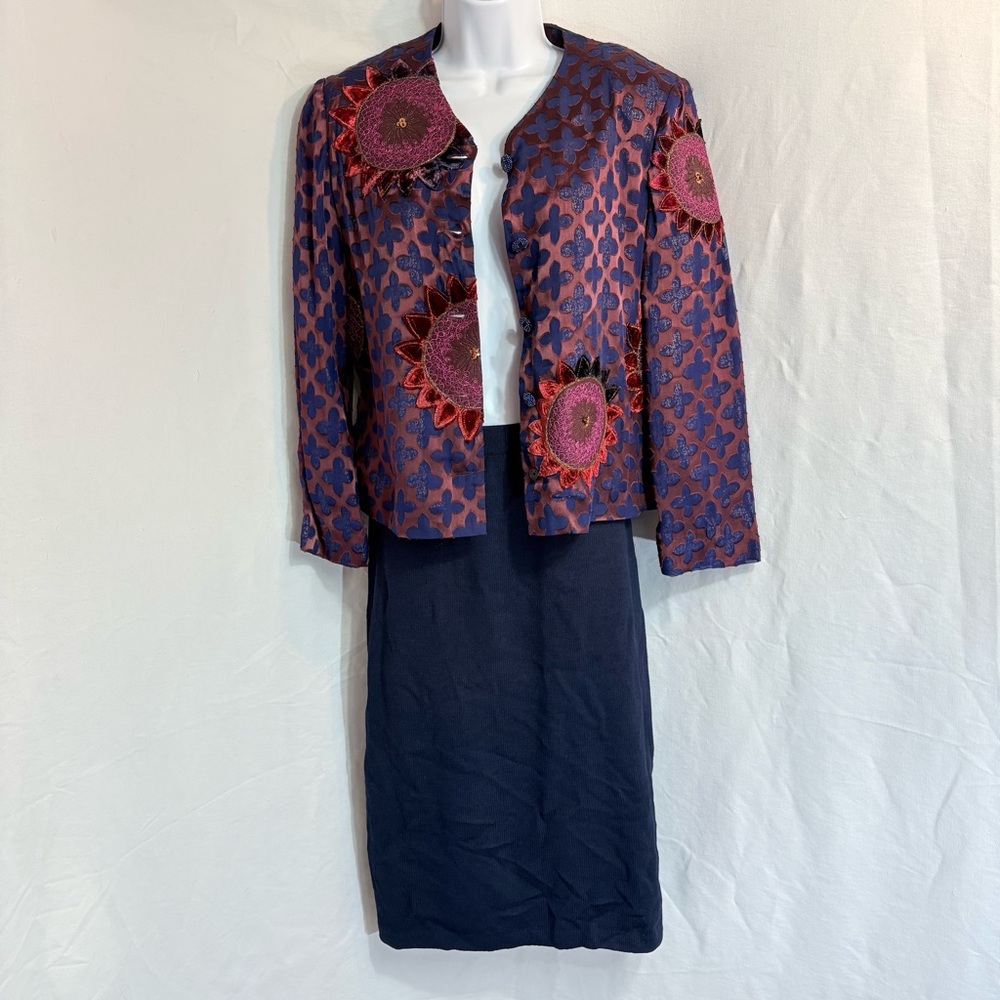 Ruby Cho Silk Blend Burnout Embroidered Jacket Fl… - image 2